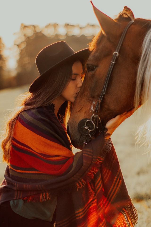 دانلود عکس بوسه دختر روی صورت اسب